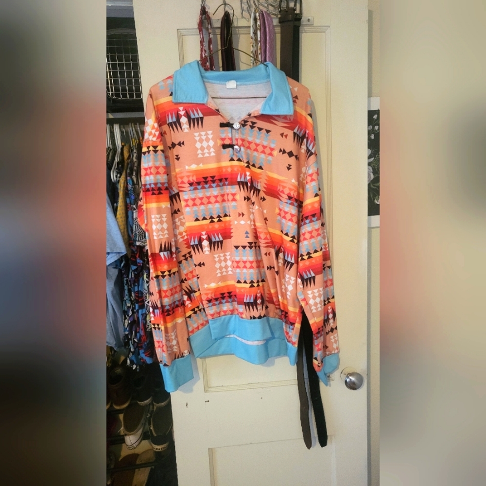 Men's long sleeve western aztec shirt